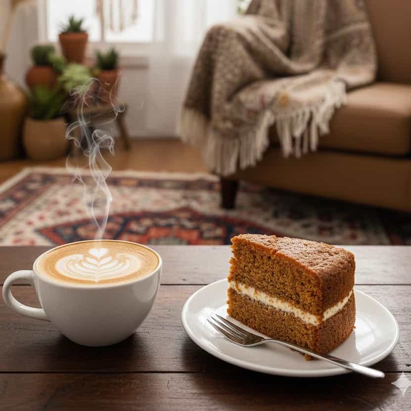 Hot Cappuccino With Carrot Cake