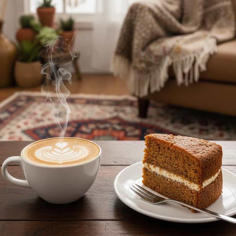 Hot Cappuccino With Carrot Cake