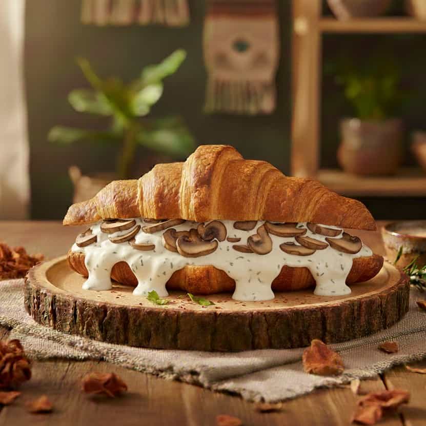 Mushroom And Cheese Croissant Sandwich